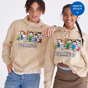 New Peanuts® Aéropostale Group Gathering Pullover Hoodie Tan L men’s women’s